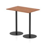 Italia 1200 x 800mm Poseur Rectangular Table Walnut Top 1145mm High Black Leg