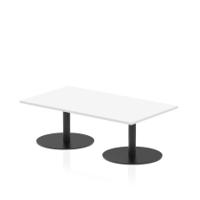 Italia 1400 x 800mm Rectangular Coffee Table White Top 475mm High Black Leg
