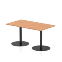 Italia 1400 x 800mm Poseur Rectangular Table Oak Top 720mm High Black Leg