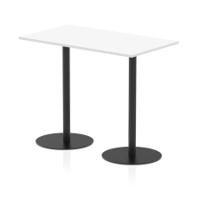 Italia 1400 x 800mm Poseur Rectangular Table White Top 1145mm High Black Leg