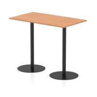Italia 1400 x 800mm Poseur Rectangular Table Oak Top 1145mm High Black Leg