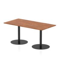 Italia 1600 x 800mm Poseur Rectangular Table Walnut Top 720mm High Black Leg