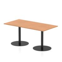 Italia 1600 x 800mm Poseur Rectangular Table Oak Top 720mm High Black Leg