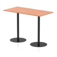Italia 1600 x 800mm Poseur Rectangular Table Beech Top 1145mm High Black Leg