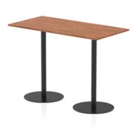 Italia 1600 x 800mm Poseur Rectangular Table Walnut Top 1145mm High Black Leg