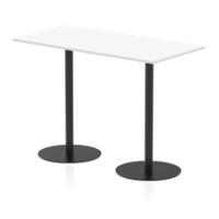 Italia 1600 x 800mm Poseur Rectangular Table White Top 1145mm High Black Leg