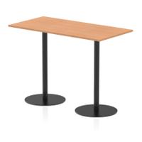 Italia 1600 x 800mm Poseur Rectangular Table Oak Top 1145mm High Black Leg