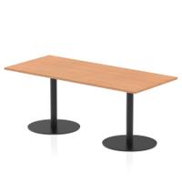 Italia 1800 x 800mm Poseur Rectangular Table Oak Top 720mm High Black Leg