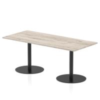 Italia 1800 x 800mm Poseur Rectangular Table Grey Oak Top 720mm High Black Leg