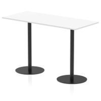 Italia 1800 x 800mm Poseur Rectangular Table White Top 1145mm High Black Leg