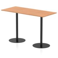 Italia 1800 x 800mm Poseur Rectangular Table Oak Top 1145mm High Black Leg