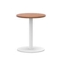 Italia 600mm Poseur Round Table Walnut Top 720mm High White Leg