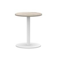 Italia 600mm Poseur Round Table Grey Oak Top 720mm High White Leg