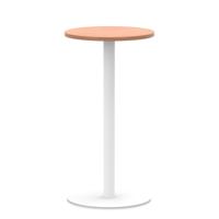 Italia 600mm Poseur Round Table Beech Top 1145mm High White Leg
