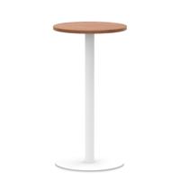 Italia 600mm Poseur Round Table Walnut Top 1145mm High White Leg