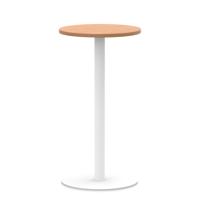 Italia 600mm Poseur Round Table Oak Top 1145mm High White Leg