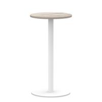 Italia 600mm Poseur Round Table Grey Oak Top 1145mm High White Leg