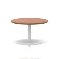 Italia 800mm Round Coffee Table Walnut Top 475mm High White Leg
