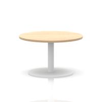 Italia 800mm Round Coffee Table Maple Top 475mm High White Leg