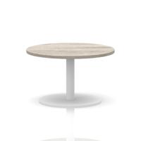Italia 800mm Round Coffee Table Grey Oak Top 475mm High White Leg
