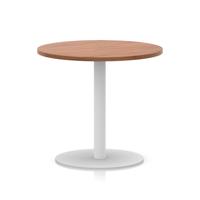 Italia 800mm Poseur Round Table Walnut Top 720mm High White Leg