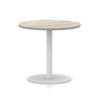 Italia 800mm Poseur Round Table Grey Oak Top 720mm High White Leg