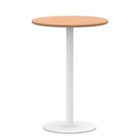 Italia 800mm Poseur Round Table Oak Top 1145mm High White Leg