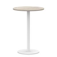 Italia 800mm Poseur Round Table Grey Oak Top 1145mm High White Leg