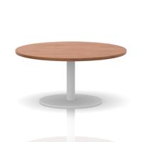 Italia 1000mm Round Coffee Table Walnut Top 475mm High White Leg