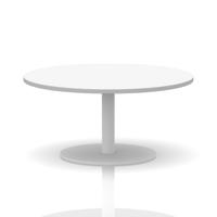 Italia 1000mm Round Coffee Table White Top 475mm High White Leg