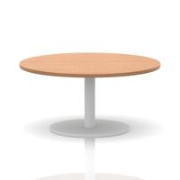 Italia 1000mm Round Coffee Table Oak Top 475mm High White Leg