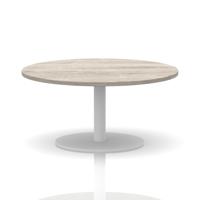 Italia 1000mm Round Coffee Table Grey Oak Top 475mm High White Leg