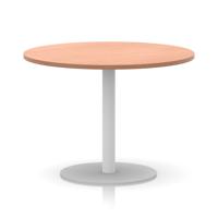 Italia 1000mm Poseur Round Table Beech Top 720mm High White Leg