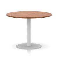 Italia 1000mm Poseur Round Table Walnut Top 720mm High White Leg