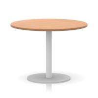 Italia 1000mm Poseur Round Table Oak Top 720mm High White Leg
