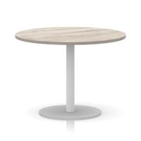 Italia 1000mm Poseur Round Table Grey Oak Top 720mm High White Leg