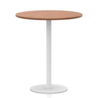 Italia 1000mm Poseur Round Table Walnut Top 1145mm High White Leg
