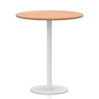 Italia 1000mm Poseur Round Table Oak Top 1145mm High White Leg