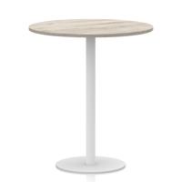 Italia 1000mm Poseur Round Table Grey Oak Top 1145mm High White Leg