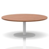 Italia 1200mm Round Coffee Table Walnut Top 475mm High White Leg