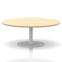 Italia 1200mm Round Coffee Table Maple Top 475mm High White Leg