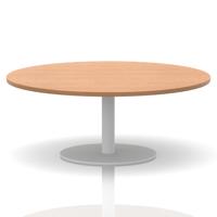 Italia 1200mm Round Coffee Table Oak Top 475mm High White Leg