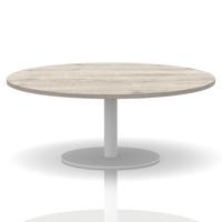Italia 1200mm Round Coffee Table Grey Oak Top 475mm High White Leg