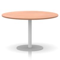 Italia 1200mm Poseur Round Table Beech Top 720mm High White Leg