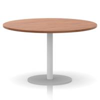Italia 1200mm Poseur Round Table Walnut Top 720mm High White Leg