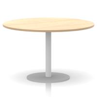 Italia 1200mm Poseur Round Table Maple Top 720mm High White Leg
