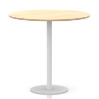 Italia 1200mm Poseur Round Table Maple Top 1145mm High White Leg