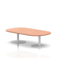 Italia 1800mm Boardroom Coffee Table Beech Top 475mm High White Leg