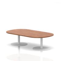 Italia 1800mm Boardroom Coffee Table Walnut Top 475mm High White Leg