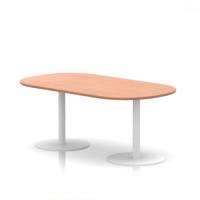 Italia 1800mm Poseur Boardroom Table Beech Top 720mm High White Leg